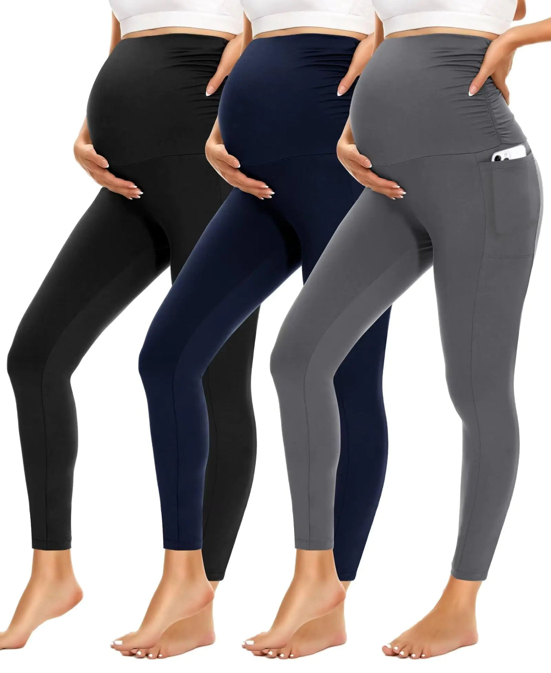 HIGHDAYS 3-Pack Maternity Leggings with Pockets
