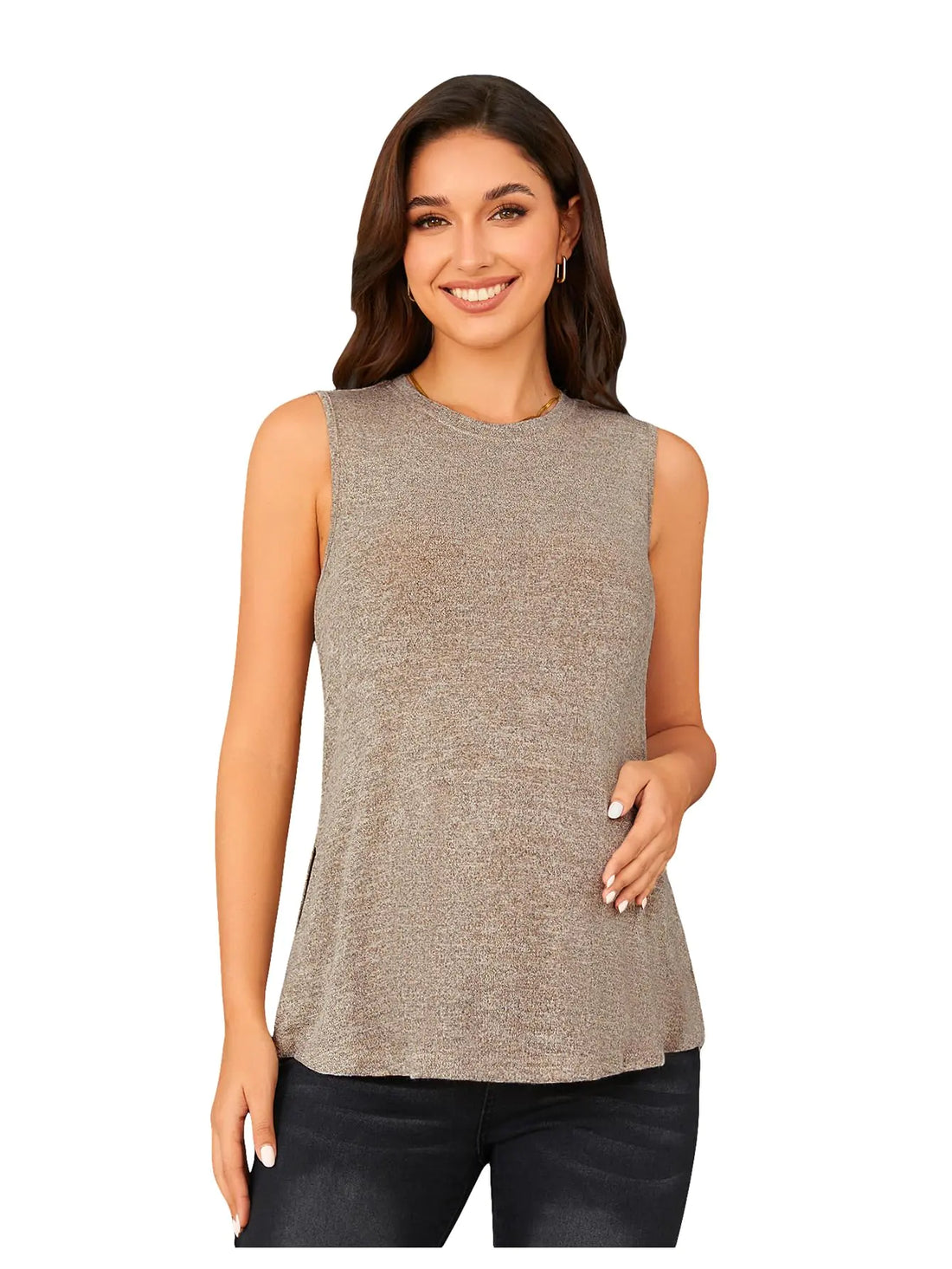OYOANGLE Women's Maternity Sleeveless Sleep Shirt
