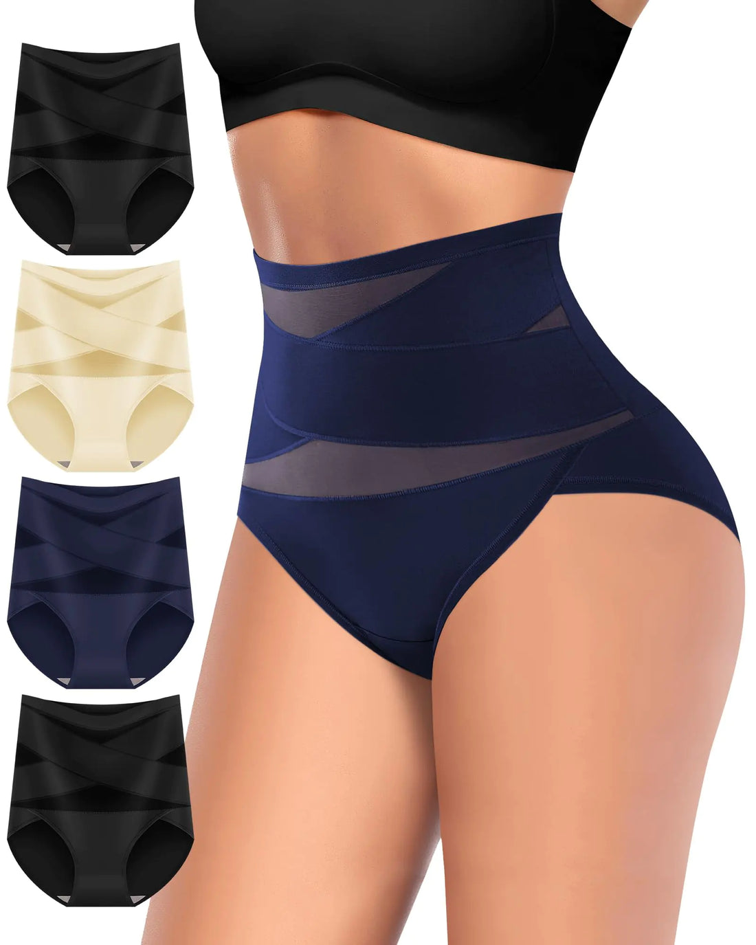 YDQ Women's High Waisted Tummy Control Briefs (4 Pack)